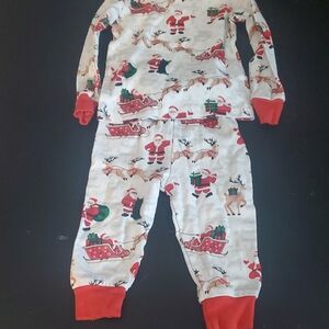 Kids Holiday Santa & Reindeer Pajama Set - White and Red
